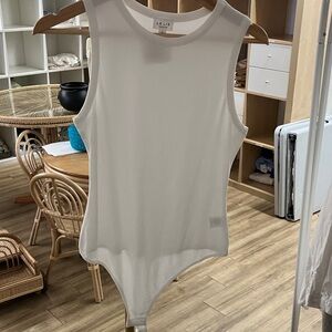 Le Lis Cream Ribbed Sleeveless Bodysuit